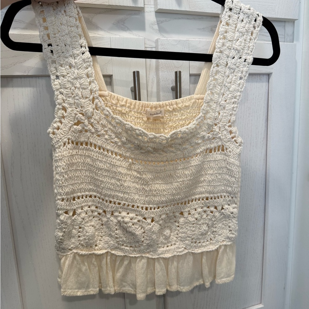 Elegant Cream Crochet Crop Top